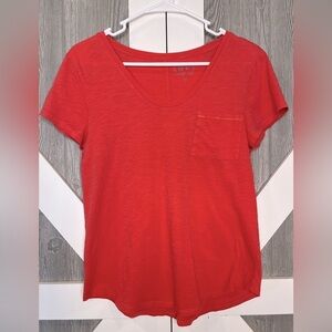 D23.04 Loft Women's Vintage Soft Pink/Red V-Neck Top S
